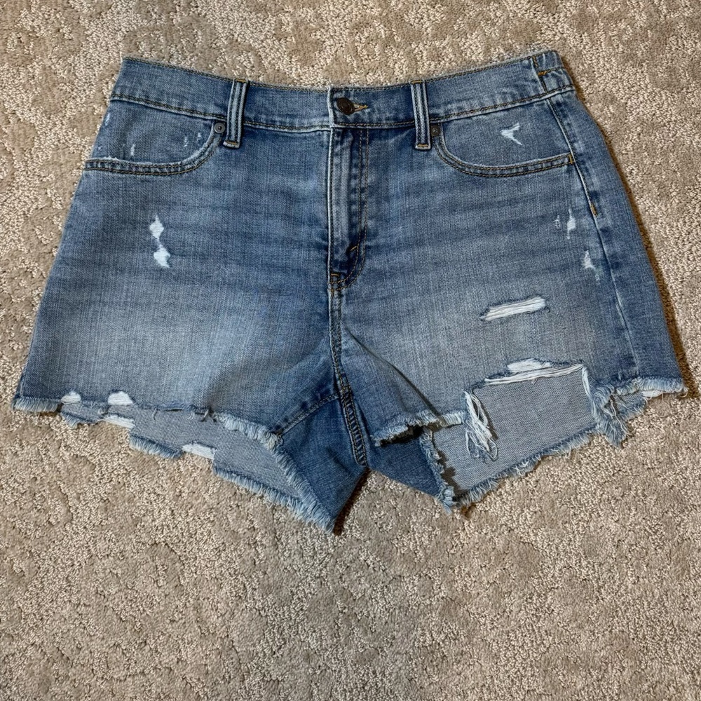 Aerie Light Blue Distressed Jean Shorts